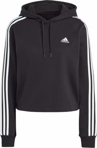 Czarna bluza Adidas z kapturem krótka w sportowym stylu