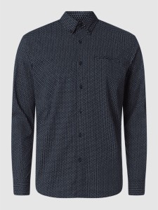 Granatowa koszula Pierre Cardin z bawełny w stylu casual z długim rękawem