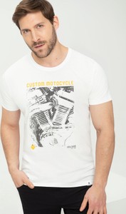 T-shirt Volcano z nadrukiem z tkaniny z krótkim rękawem