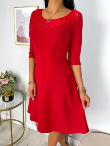 Czerwona sukienka ModnaKiecka.pl z długim rękawem mini