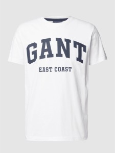 T-shirt Gant z nadrukiem z krótkim rękawem