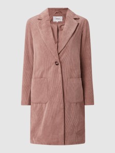 Różowy płaszcz Only ze sztruksu w stylu casual bez kaptura