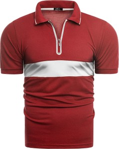 Czerwona koszulka polo Risardi w stylu casual z bawełny z krótkim rękawem