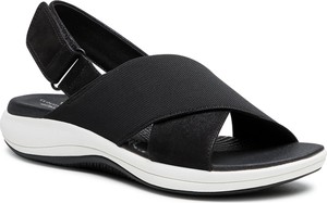 Czarne sandały Clarks ze skóry ekologicznej w stylu casual z płaską podeszwą