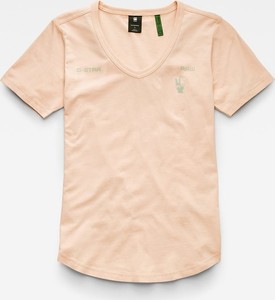 Różowy t-shirt G-star z okrągłym dekoltem