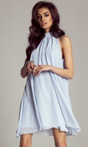 Niebieska sukienka Ivon mini z szyfonu