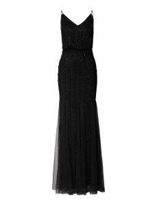 Czarna sukienka Lace & Beads z dekoltem w kształcie litery v dopasowana