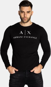 Czarna koszulka z długim rękawem Armani Exchange z długim rękawem w młodzieżowym stylu