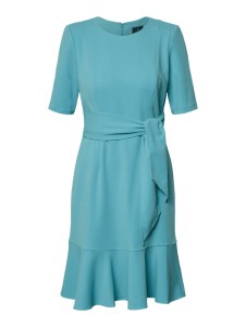 Niebieska sukienka Adrianna Papell z okrągłym dekoltem z krótkim rękawem w stylu casual