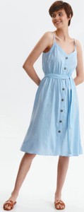 Niebieska sukienka Top Secret z dekoltem w kształcie litery v midi w stylu casual