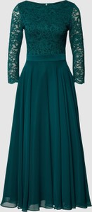 Zielona sukienka Swing maxi z długim rękawem