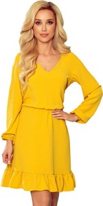 Żółta sukienka NUMOCO z długim rękawem