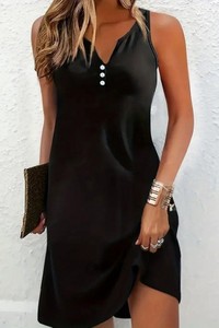 Czarna sukienka IVET z dekoltem w kształcie litery v mini w stylu casual