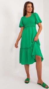 Zielona sukienka 5.10.15 z krótkim rękawem z okrągłym dekoltem