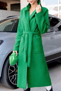 Zielony płaszcz IVET w stylu klasycznym długi