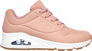 Różowe buty sportowe Skechers sznurowane z płaską podeszwą