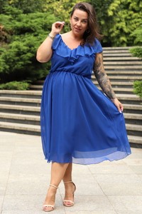 Niebieska sukienka KARKO z szyfonu