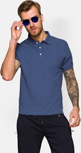 Niebieska koszulka polo LANCERTO z krótkim rękawem w stylu casual