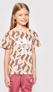 Różowa bluzka dziecięca Adidas z krótkim rękawem dla chłopców
