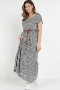Sukienka born2be z dekoltem w kształcie litery v z krótkim rękawem maxi