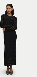 Czarna sukienka Karen by Simonsen z długim rękawem maxi z okrągłym dekoltem
