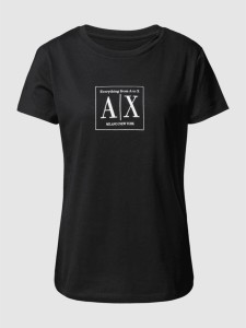 Czarny t-shirt Armani Exchange z bawełny w młodzieżowym stylu z krótkim rękawem