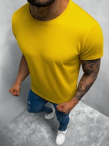 Żółty t-shirt ozonee.pl z bawełny z krótkim rękawem