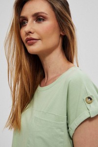Zielona bluzka Moodo.pl z bawełny z okrągłym dekoltem