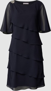 Czarna sukienka Christian Berg z okrągłym dekoltem mini z szyfonu