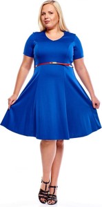 Niebieska sukienka Fokus z krótkim rękawem midi