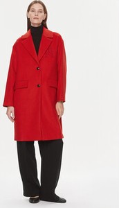 Czerwony płaszcz Tommy Hilfiger w stylu casual z wełny bez kaptura