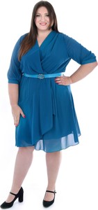 Niebieska sukienka Fokus midi z długim rękawem