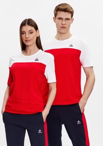 Czerwony t-shirt Le Coq Sportif w stylu casual