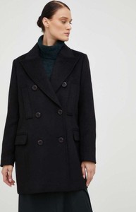 Czarny płaszcz Bruuns Bazaar z wełny przejściowa w stylu klasycznym