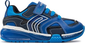 Niebieskie buty sportowe dziecięce Geox na rzepy ze skóry
