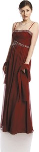 Czerwona sukienka Fokus z szyfonu w stylu glamour maxi