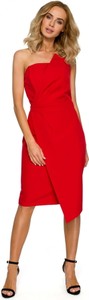 Czerwona sukienka MOE z dekoltem w kształcie litery v ołówkowa