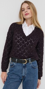 Fioletowy sweter Morgan z wełny w stylu casual