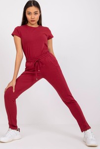 Czerwone spodnie Basic Feel Good z bawełny w stylu casual