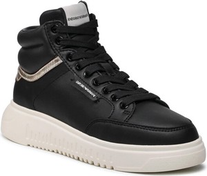 Czarne buty sportowe Emporio Armani na platformie