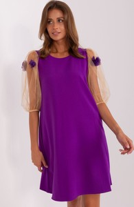 Fioletowa sukienka Lakerta z krótkim rękawem