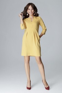 Żółta sukienka LENITIF z krótkim rękawem mini
