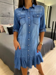Comma Jeansowa sukienka niebieski W stylu casual Moda Sukienki Jeansowe sukienki 