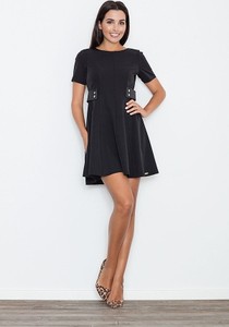 Czarna sukienka Figl w stylu casual mini z krótkim rękawem
