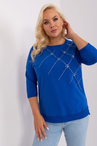 Niebieska bluzka Relevance z okrągłym dekoltem w stylu casual z długim rękawem