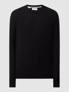 Czarny sweter Selected Homme z bawełny z okrągłym dekoltem