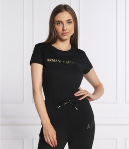 Czarny t-shirt Armani Exchange z krótkim rękawem w młodzieżowym stylu
