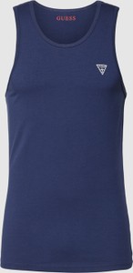 Granatowa koszulka Guess z bawełny z krótkim rękawem w sportowym stylu