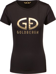 Czarny t-shirt Goldbergh z okrągłym dekoltem z krótkim rękawem z tkaniny