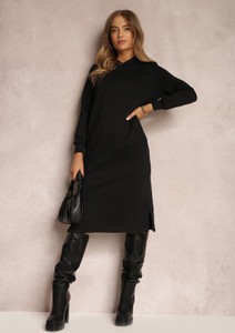 Czarna sukienka Renee z długim rękawem mini oversize